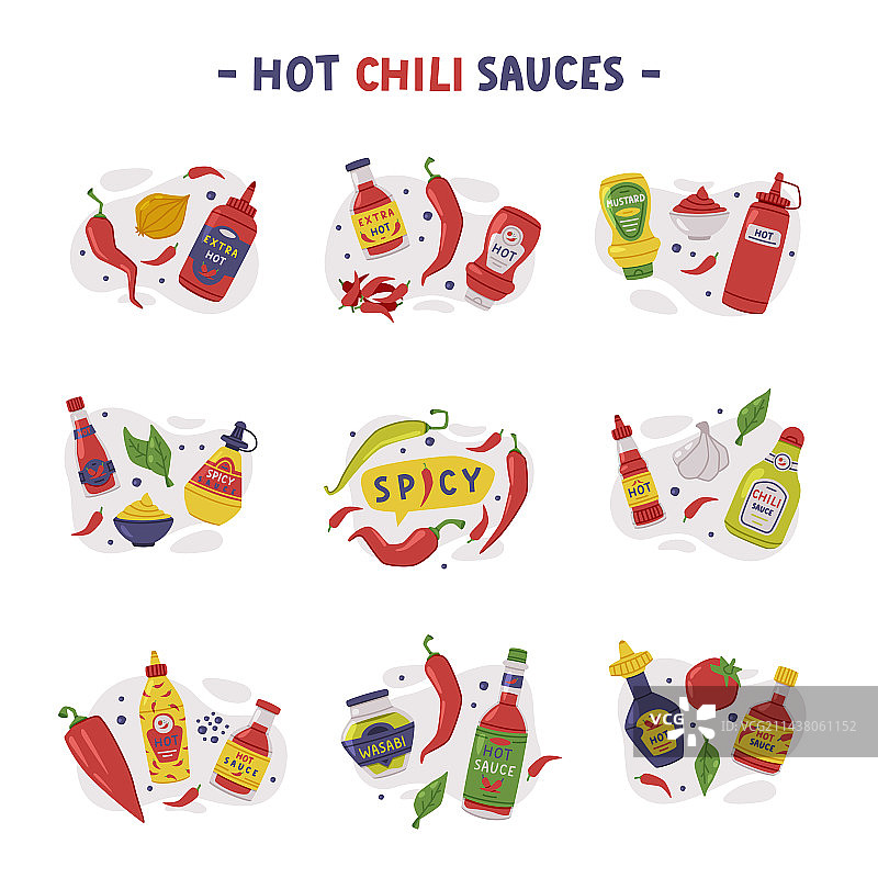 塑料包装的香辣芥末和辣椒酱图片素材