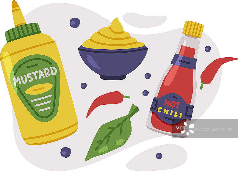 瓶装香辣芥末辣椒酱图片素材