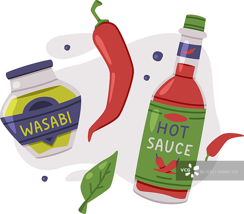 瓶装香辣芥末和辣椒酱图片素材