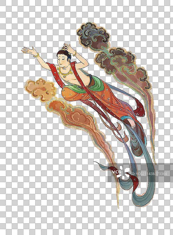 敦煌飞天插画图片素材