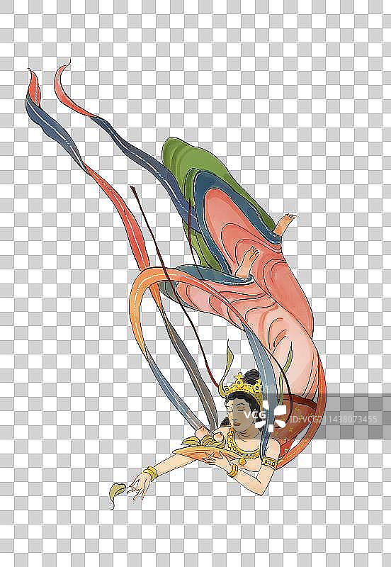 敦煌飞天插画图片素材
