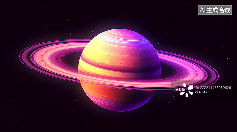 【AI数字艺术】黑色背景中的天体星球图片素材