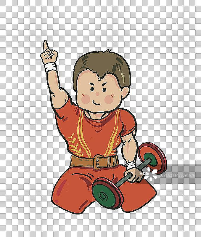 男子举重扁平风图片素材