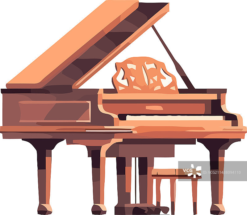 金色古董三角钢琴图片素材
