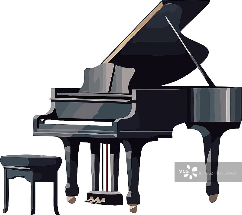 黑色古董三角钢琴图标图片素材