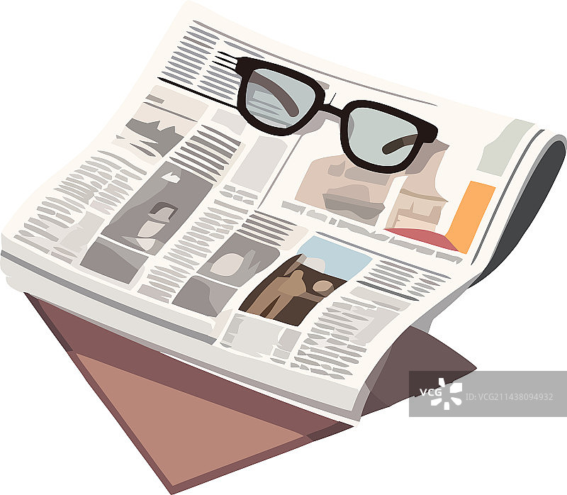 带有眼镜配件图标的报纸图片素材