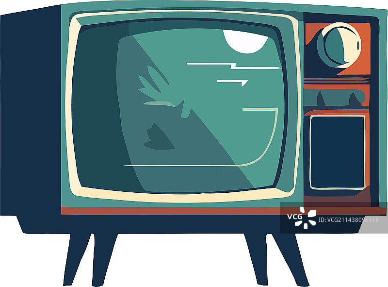 带模拟调谐旋钮的旧式电视机图片素材