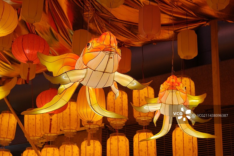 中国传统节日金鱼造型花灯图片素材