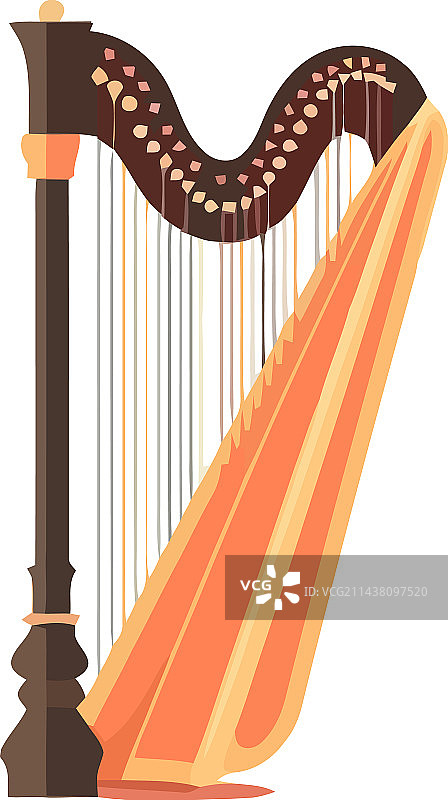 木制弦乐器竖琴图片素材