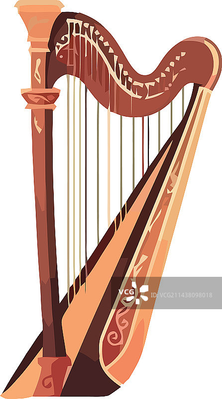 金色竖琴乐器琴弦图片素材