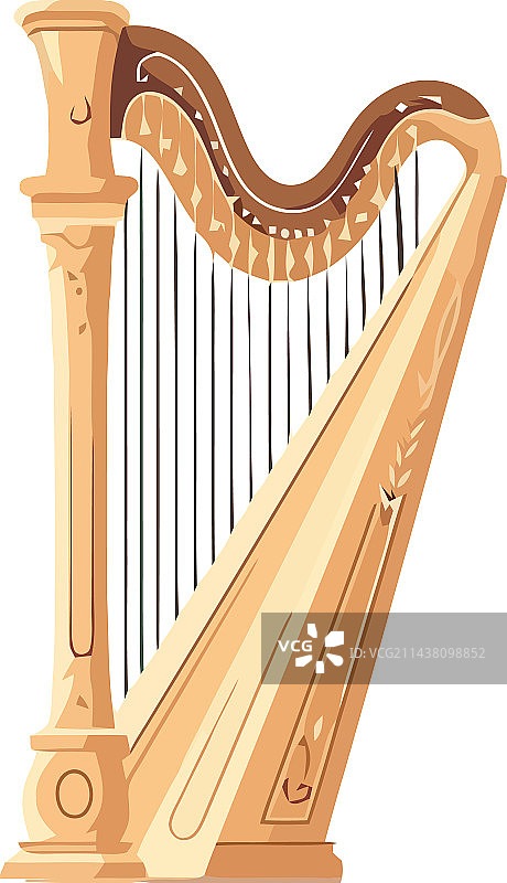 金色竖琴乐器图标图片素材