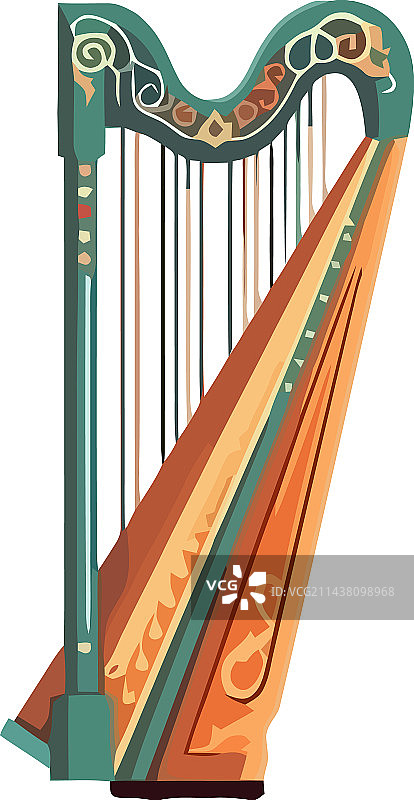 绿色竖琴弦乐器图片素材