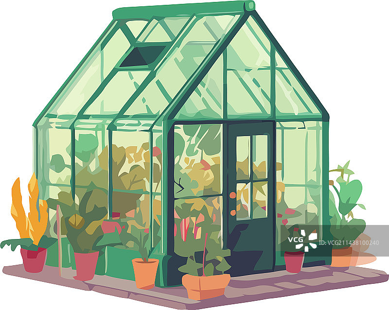 盆栽植物和鲜花温室设计图片素材