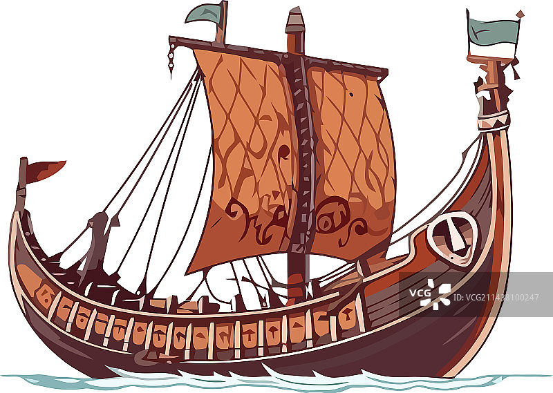 海浪上的复古帆船探险图片素材