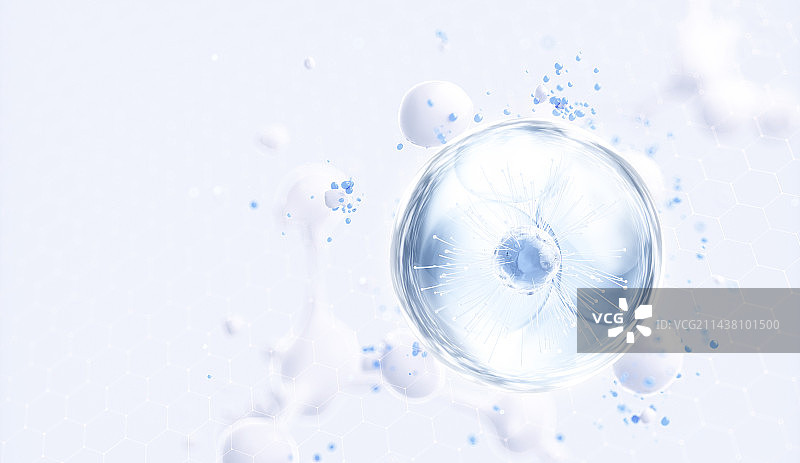 3D渲染的微观世界里的分子结构图片素材