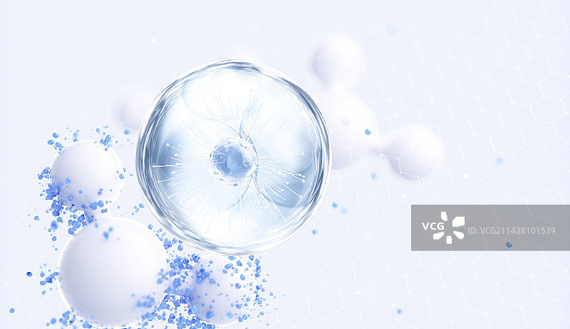 3D渲染的微观世界里的分子结构图片素材