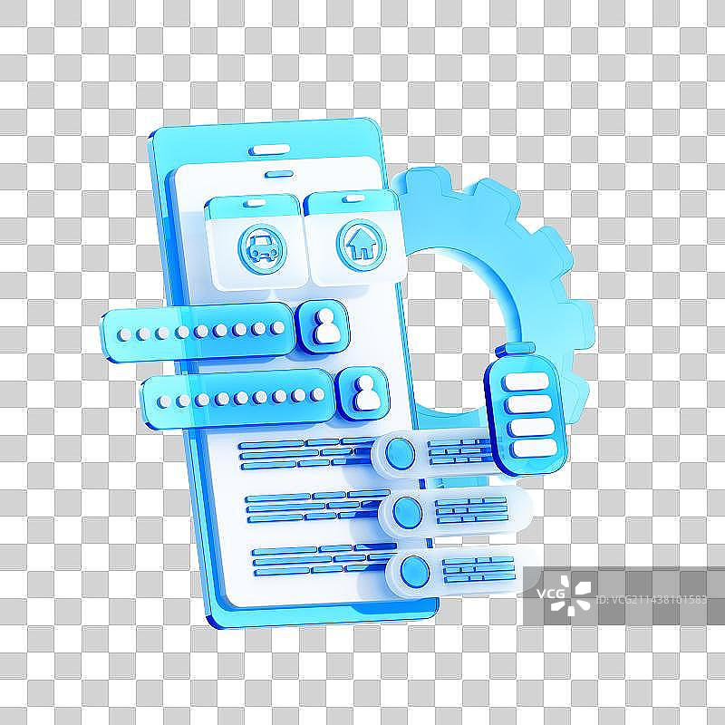 3D渲染的商务玻璃图标图片素材