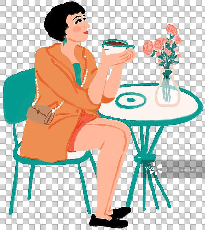 喝咖啡的时尚女性图片素材