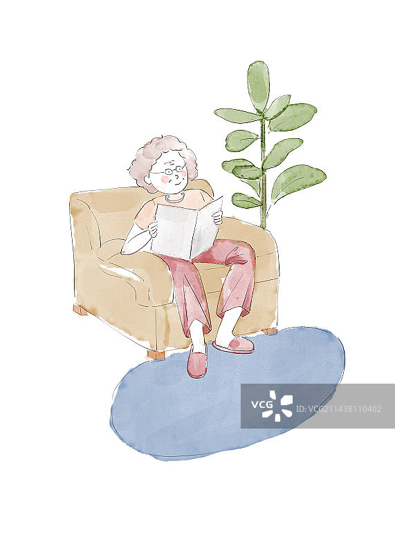 老奶奶看报图片素材