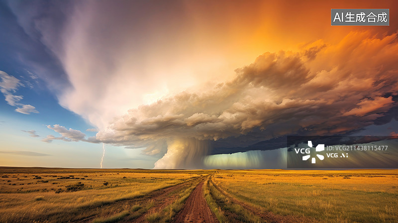 【AI数字艺术】草原风暴图片素材