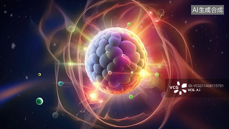 【AI数字艺术】原子核概念图图片素材
