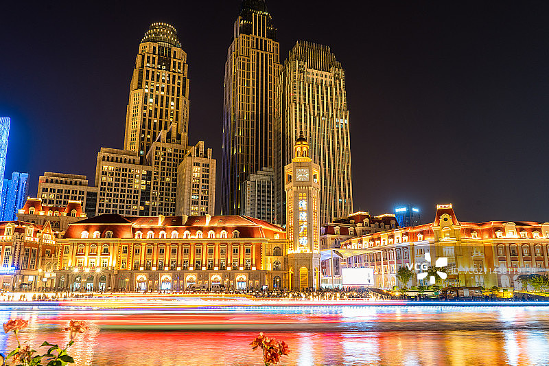 津河夜色图片素材