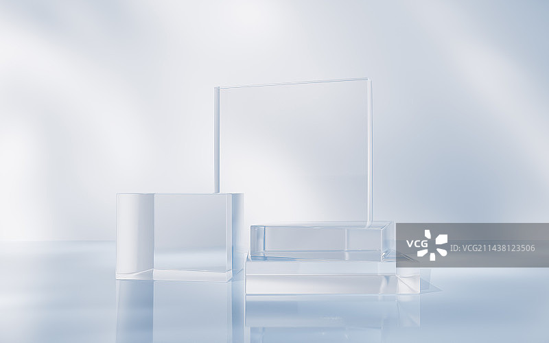 透明玻璃展示台3D渲染图片素材