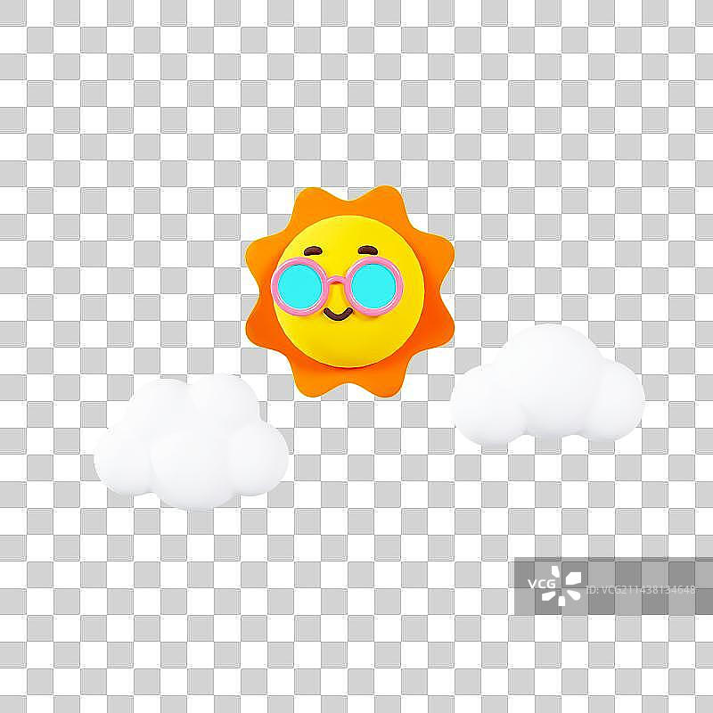 C4D立体太阳白云元素图片素材