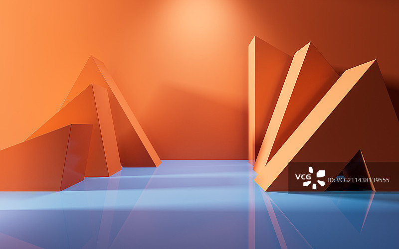 创意几何体室内空间3D渲染图片素材