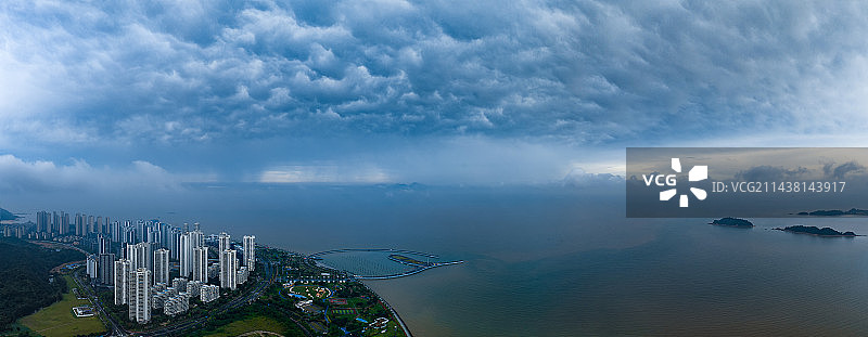 珠海高新区唐家半岛乳状云航拍图片素材