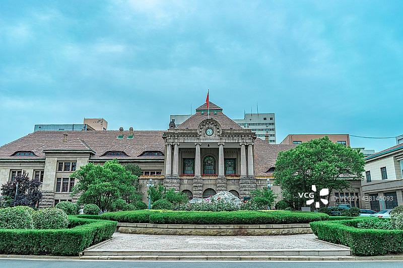 中国非都市风光拍摄主题，山东市天桥区胶济铁路博物馆的欧洲风格建筑物，户外白昼无人图像摄影图片素材