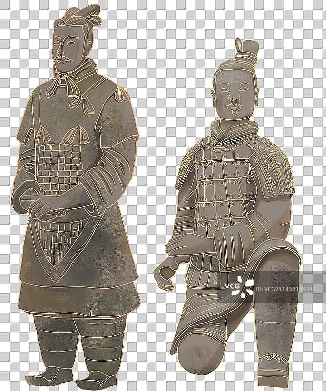 兵马俑元素国潮插画图片素材