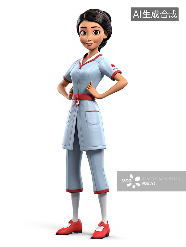 【AI数字艺术】医生，护士，3D，角色图片素材