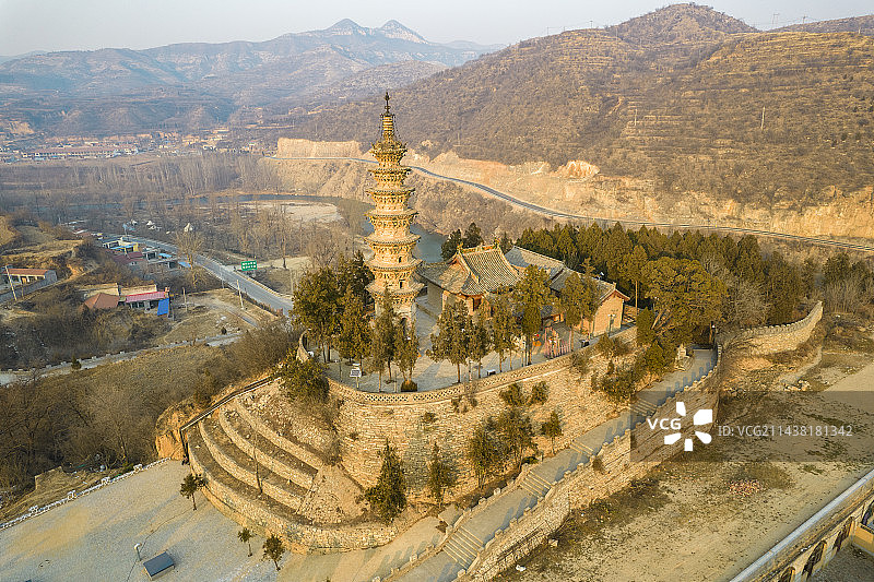 中国山西省长治市潞城市原起寺航拍图片素材
