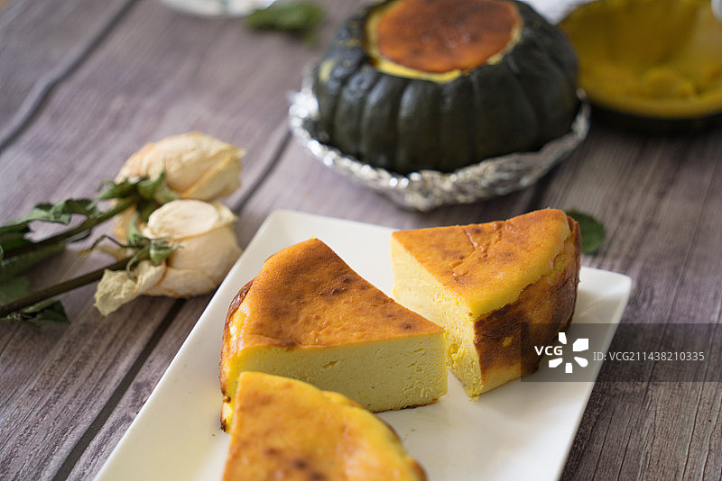 南瓜巴斯克蛋糕图片素材