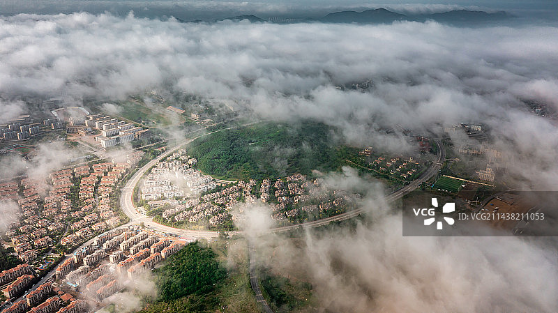 金石滩平流雾全景图片素材