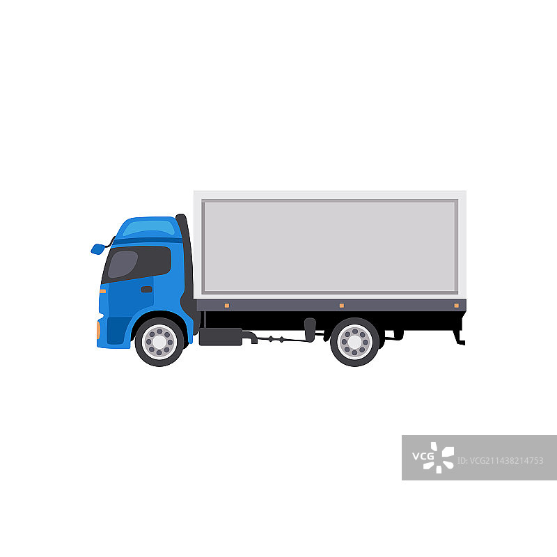 蓝色快递货车扁平设计图片素材