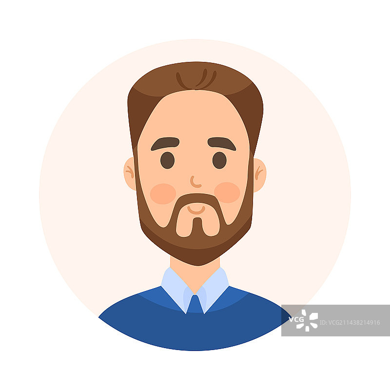 深色头发的胡子男头像卡通图片素材