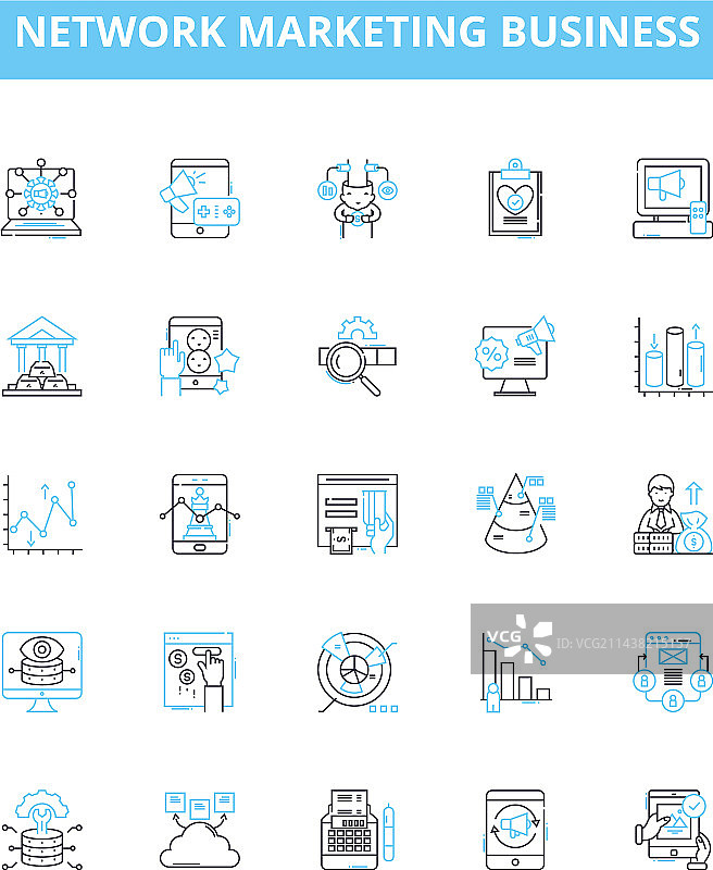 网络营销业务线条图标集图片素材