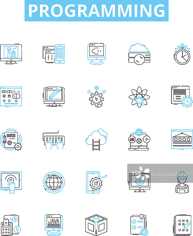 编程线性图标合集图片素材