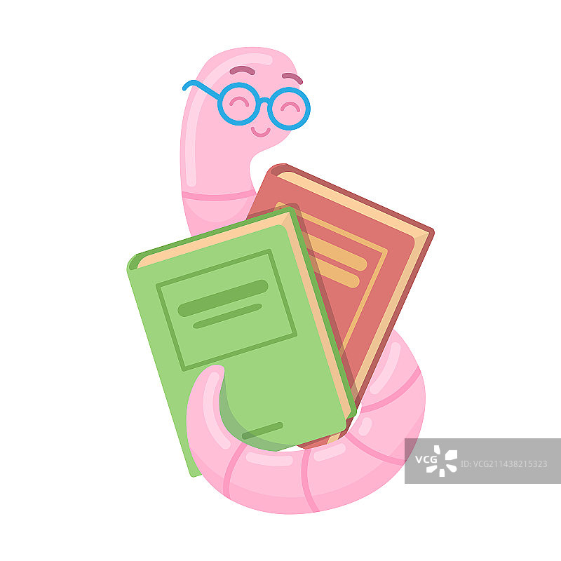 紧紧抱着课本的快乐书虫卡通图片素材