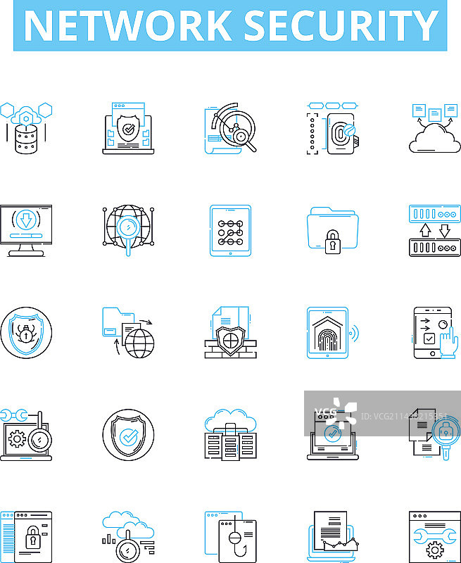 网络安全线性图标集图片素材