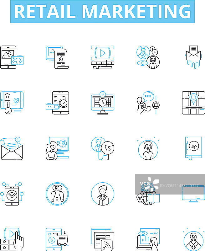 零售营销线性图标集图片素材