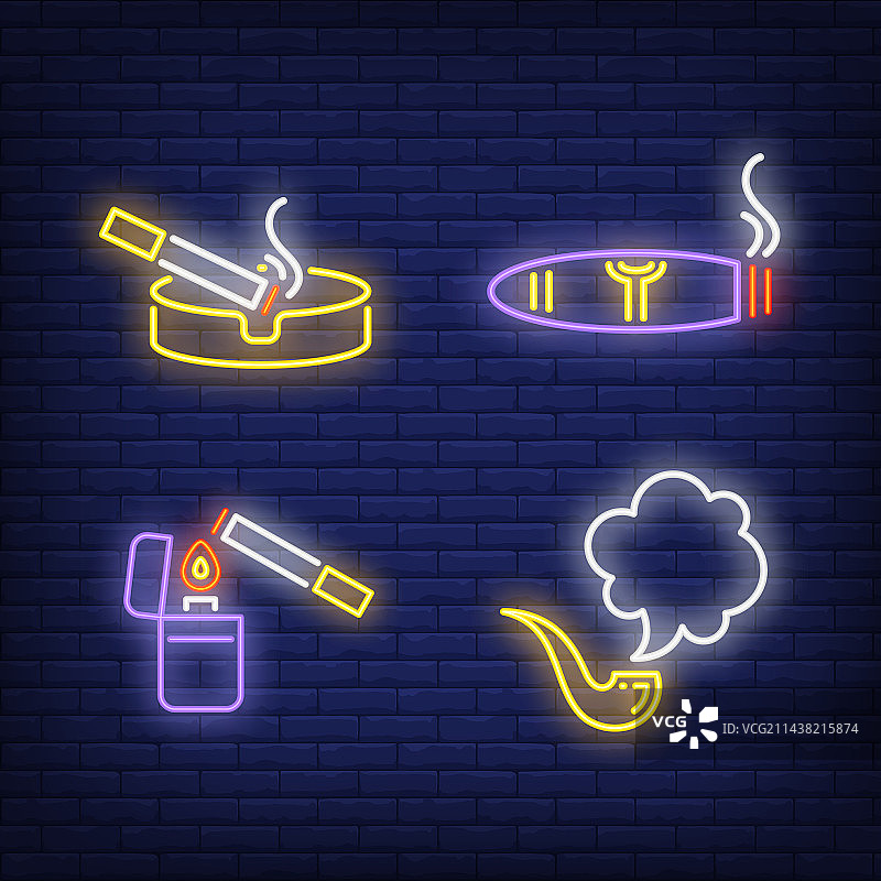 烟灰缸里的香烟、烟斗和打火机图片素材