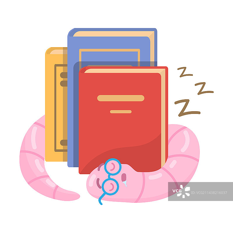 卡通书虫睡眠图图片素材