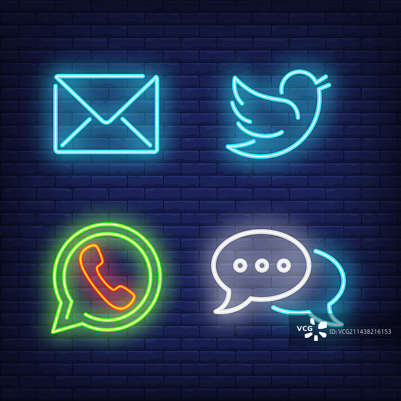 网络霓虹灯标志，电话语音气泡图片素材