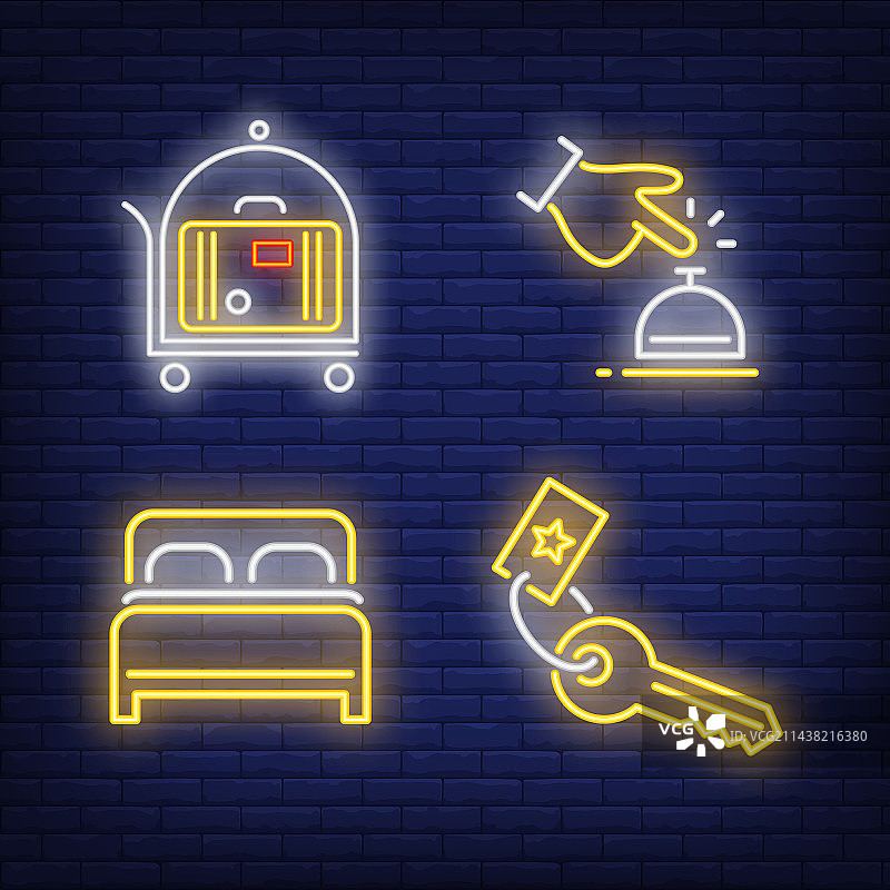 酒店服务霓虹灯牌双铃铛图片素材