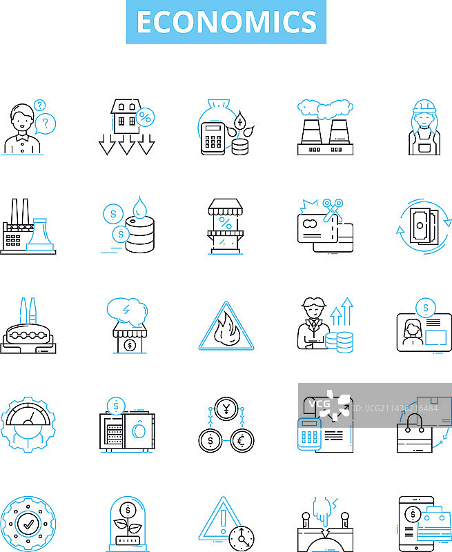 经济学线性图标集：经济学GDP图片素材