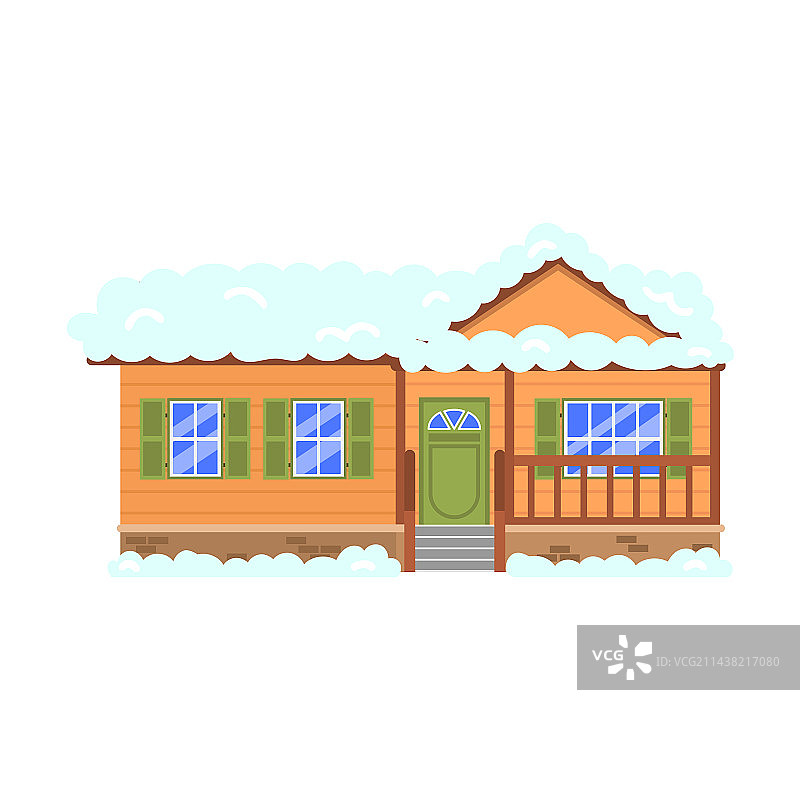 冬季小型单层房屋的外立面图片素材