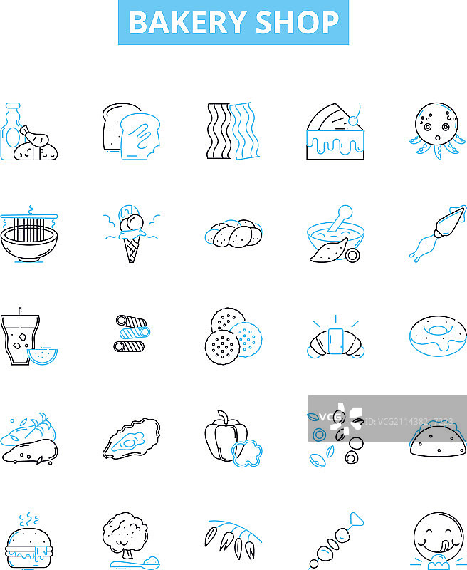 面包店线性图标：糕点蛋糕图片素材
